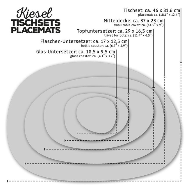 Mitteldecke, Tischset KIESEL Filz