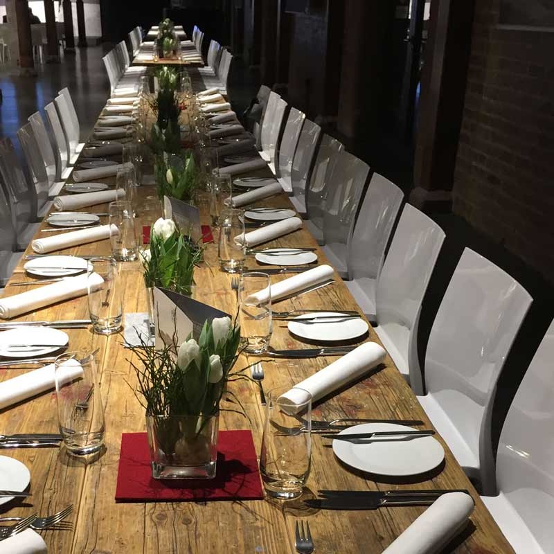 Table decoration with felt coasters at event