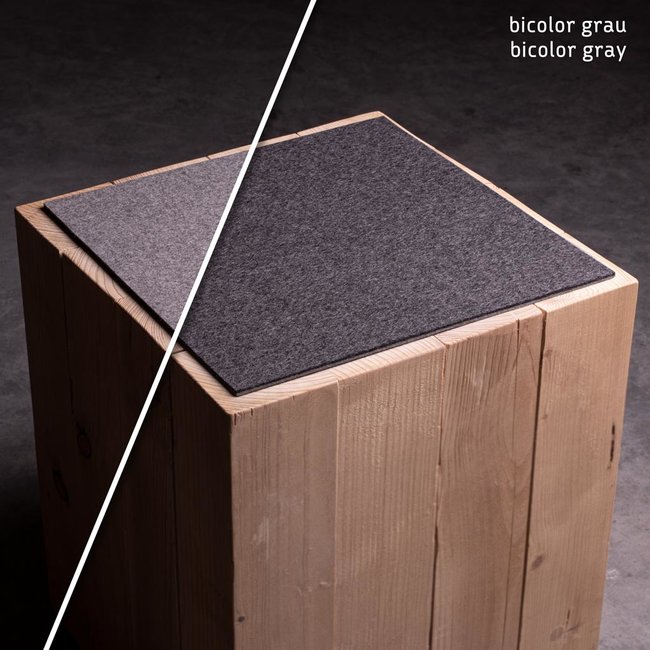 Two tone felt chair pad square, wool felt 5mm gray & brown