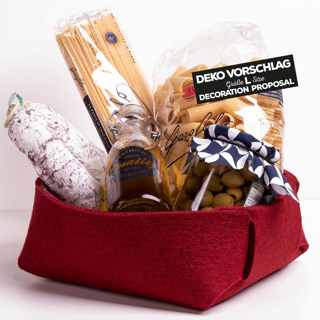 Gift basket made of felt: ideas for filling personalized