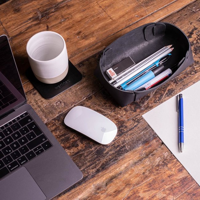 pen tray leather black