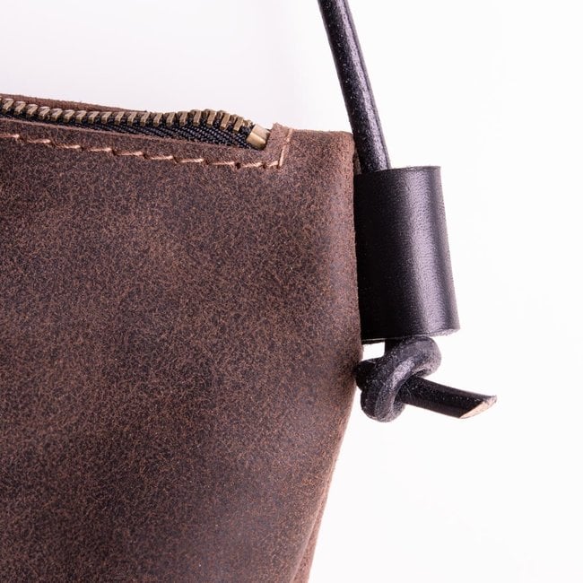 Small leather crossbody bag, brown, FESTIVAL