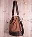 Leather shoulder bag INSIDE-OUT for women, gray & brown