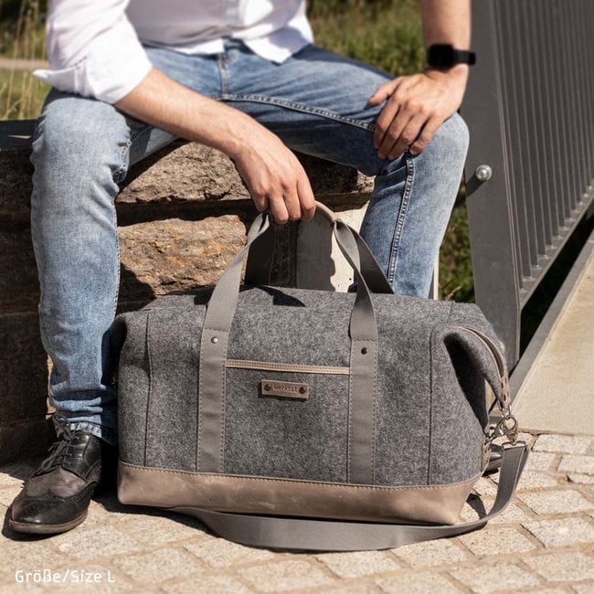 WEEKENDER – Travel Bag in Wool Felt and Cowhide Leather