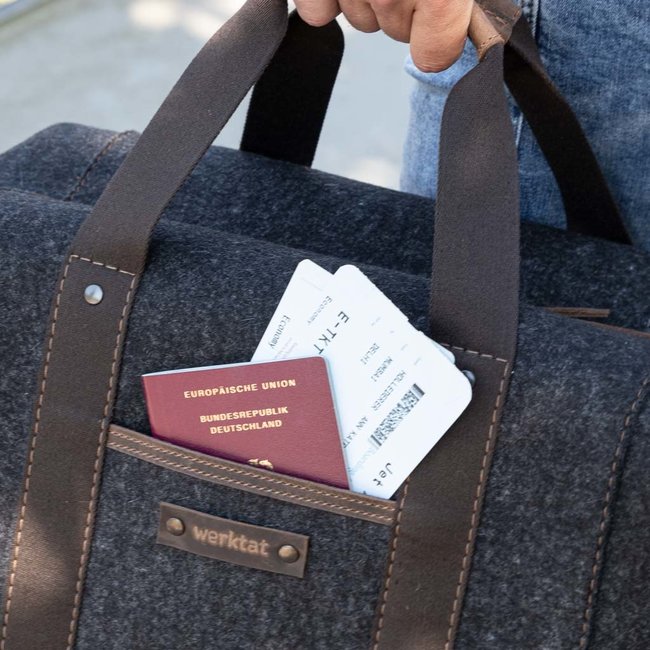WEEKENDER – Travel Bag in Wool Felt and Cowhide Leather