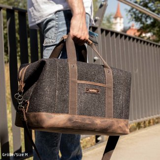 Weekender, travel bag made of wool felt & cowhide leather