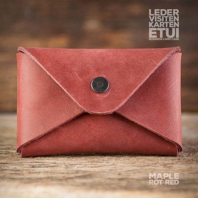 A beautiful, leather envelope-shaped business card holder