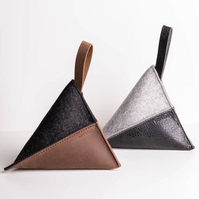 Door sack in leather & felt – heavy stopper for the floor