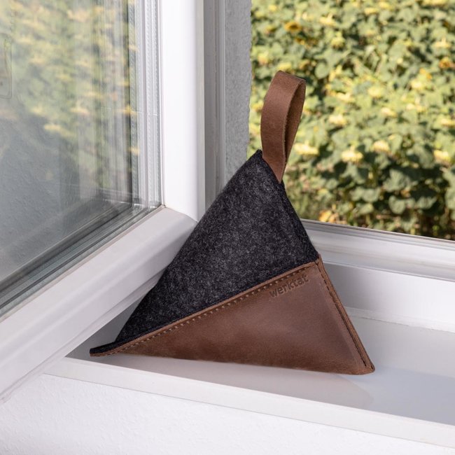 Door sack in leather & felt – heavy stopper for the floor
