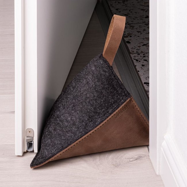 Door sack in leather & felt – heavy stopper for the floor