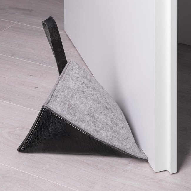 Door sack in leather & felt – heavy stopper for the floor