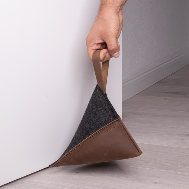 Door sack in leather & felt – heavy stopper for the floor