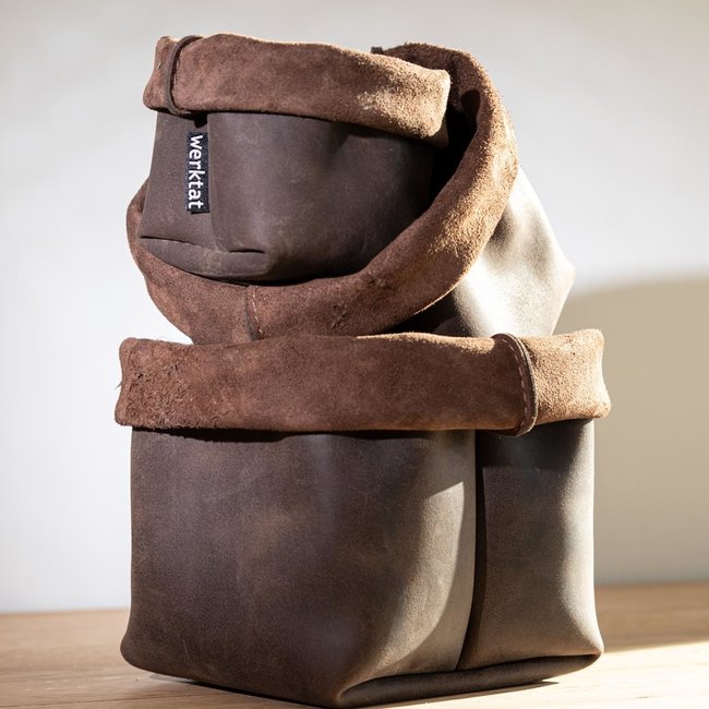 roll up basket of leather