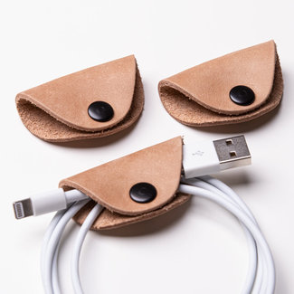 Cable holder leather in many colors (Set of 3)