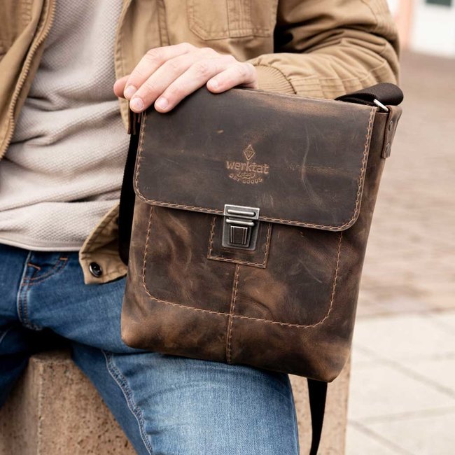 Vintage leather shoulder bag small