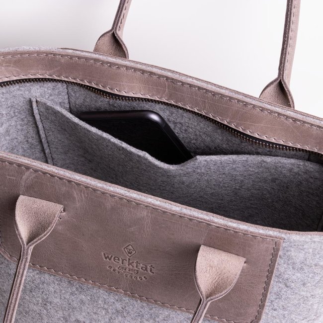 Damen Handtasche Filztasche mit Leder