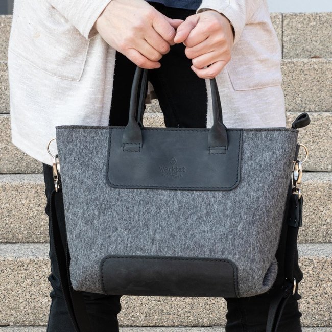 Ladies handbag felt bag with leather