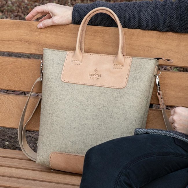 modische Damentasche Filz mit Leder