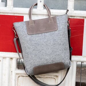 fashionable women's bag felt with leather