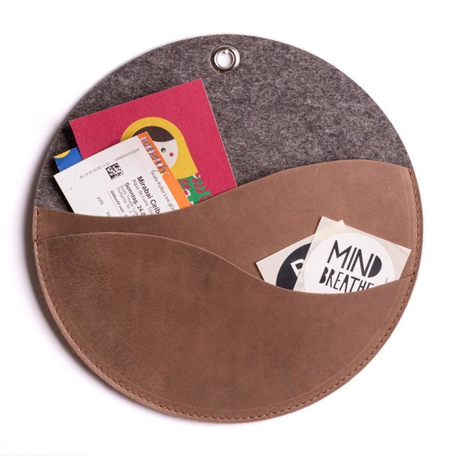 Wandtasche rund aus Leder & Filz