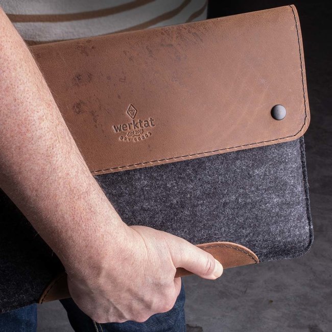 Laptophülle aus Leder und Filz