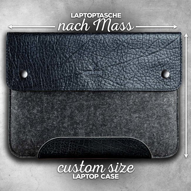 Laptop case of leather and felt