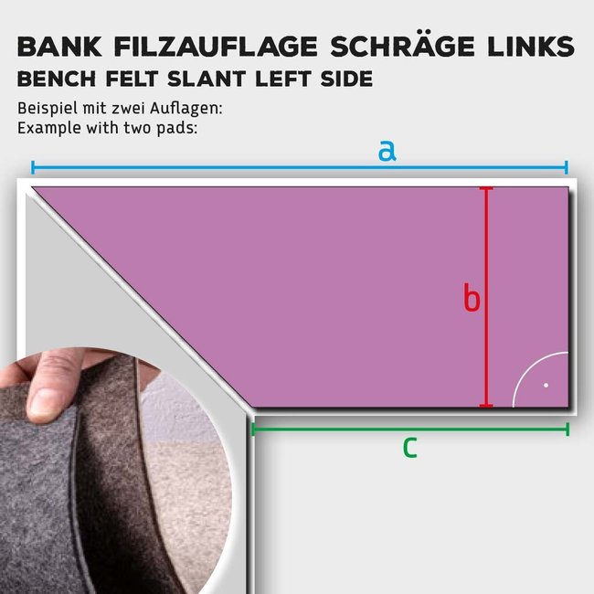 abgewinkelte Filzauflage Bank nach Maß, Zuschnitt bicolor