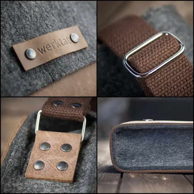 Compact Crossbody bag of wool felt and genuine leather – EMIL