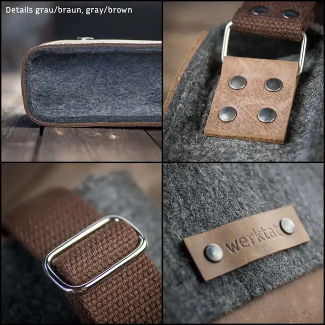 Satchel bag small of wool felt & genuine leather