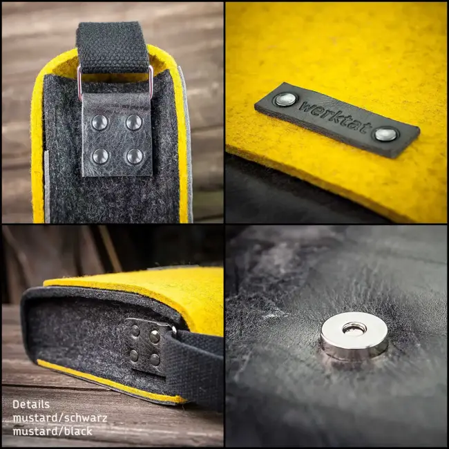 Satchel bag small of wool felt & genuine leather