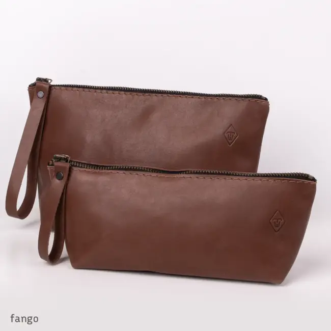 Cosmetic pouch cowhide leather
