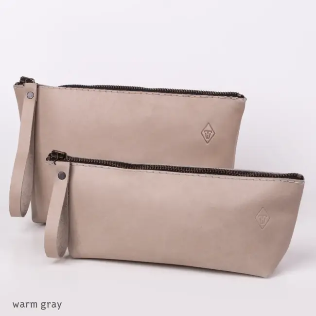 Cosmetic pouch cowhide leather