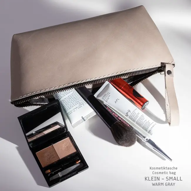 Cosmetic pouch cowhide leather