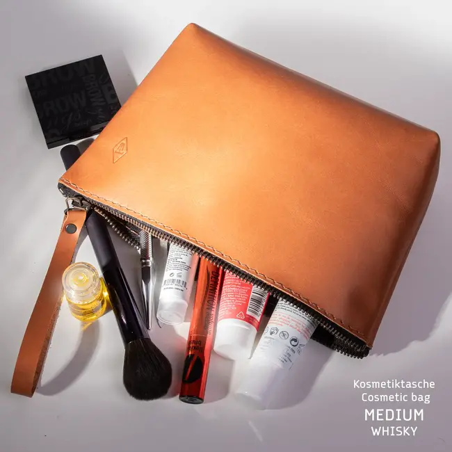 Cosmetic pouch cowhide leather