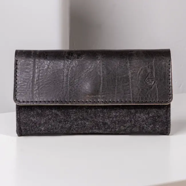Ladies' wallet in felt & leather
