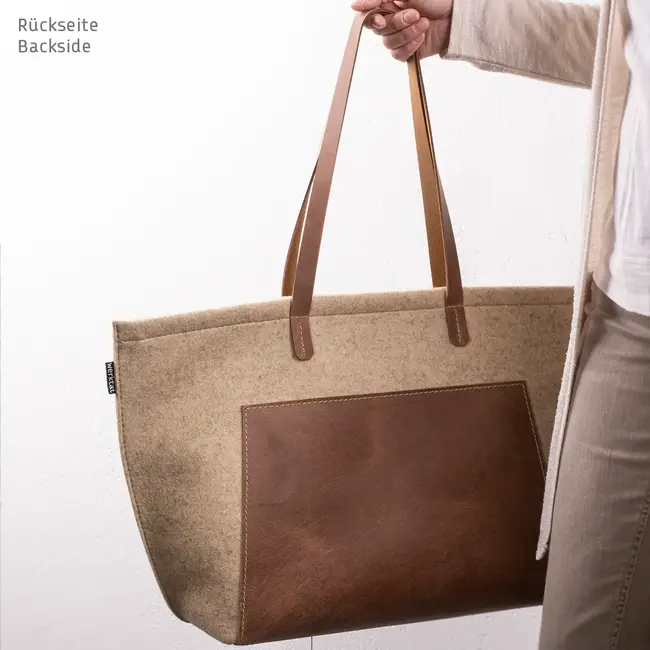 feltbag large in wool felt & buffalo leather BOAT BAG