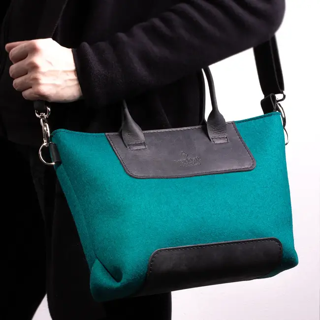 Damen Handtasche Filztasche mit Leder