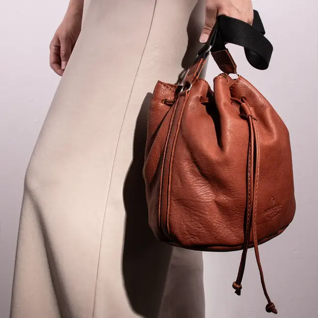 bucket bag of leather