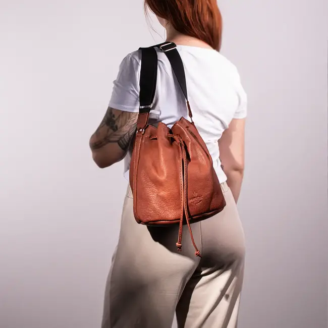 bucket bag of leather