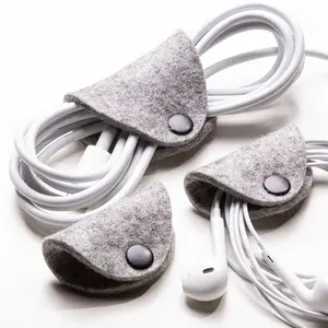 Cable ties from felt in many colors (set of 3)