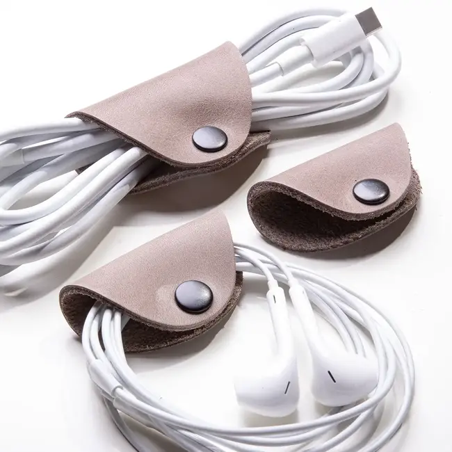 Kabelbinder aus Leder für USB- und Kopfhörerkabel
