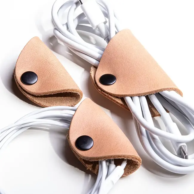 Kabelbinder aus Leder für USB- und Kopfhörerkabel