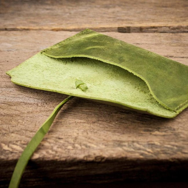 Leder Brillenetui grün WICKELBAND