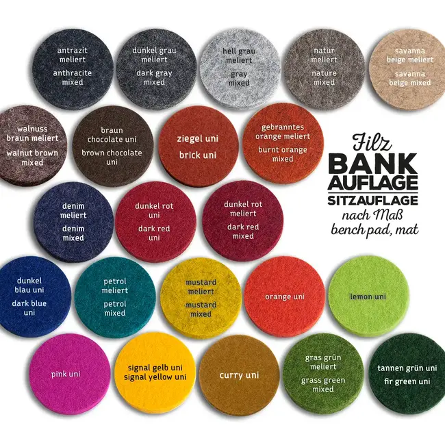 Eck-Zuschnitt Filz Bankauflage nach Maß für Eckbank