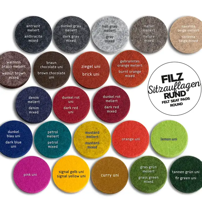 Sitzauflage rund Filz Ø 30 32,5 35 37,5 40 cm