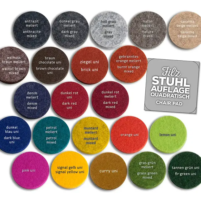 quadratische Sitzauflage Filz eckig & abgerundet