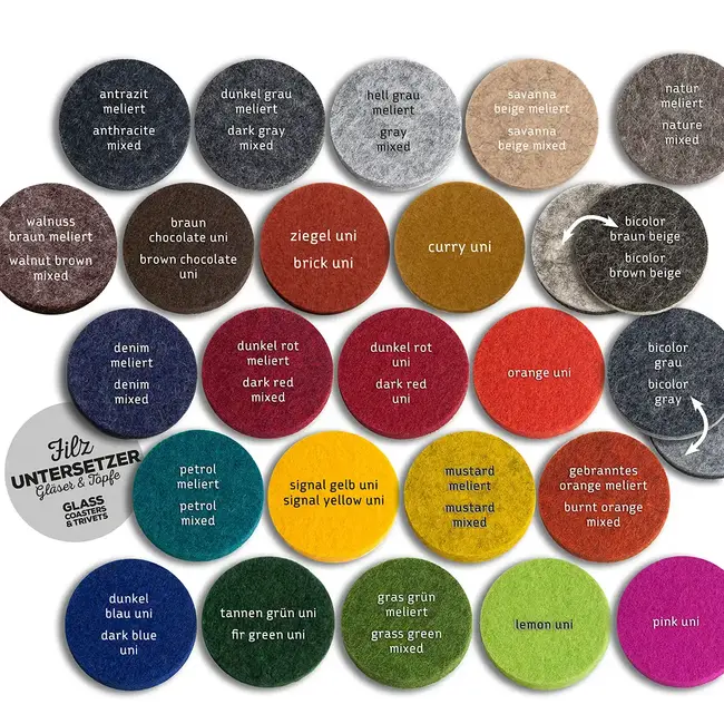 Filzuntersetzer rund 10 cm - 45 cm, Wollfilz