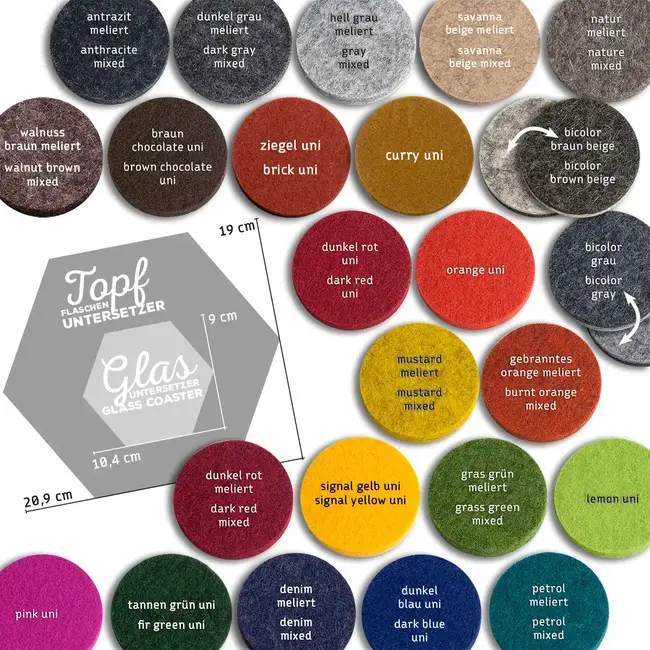 Hexagon coasters felt