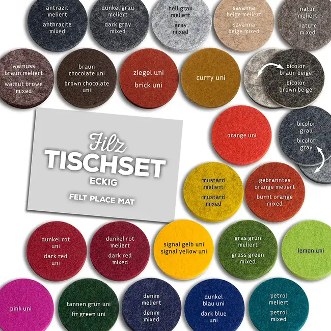 eckiges Filz Tischset, 5 mm Wollfilz