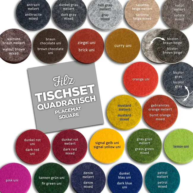 Tischsets eckig quadratisch aus Filz